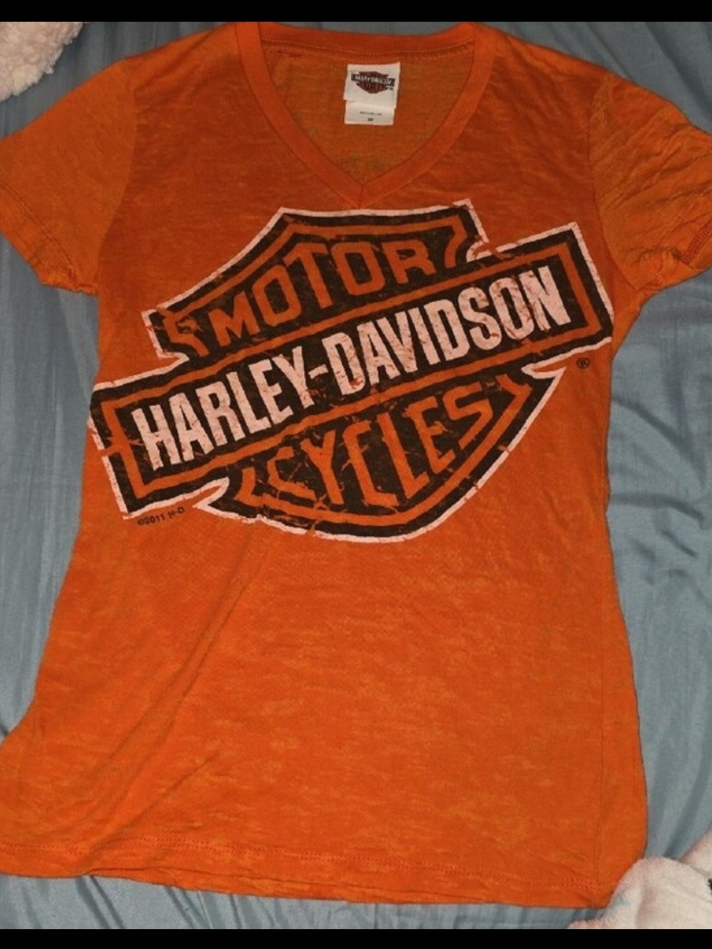 Harley-Davidson Orange Logo Tee with Black Accent